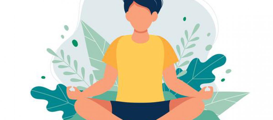 man-meditating-in-nature-and-leaves-concept-illustration-for-yoga-meditation-relax-recreation-healthy-lifestyle-vector-illustration-in-flat-cartoon-style
